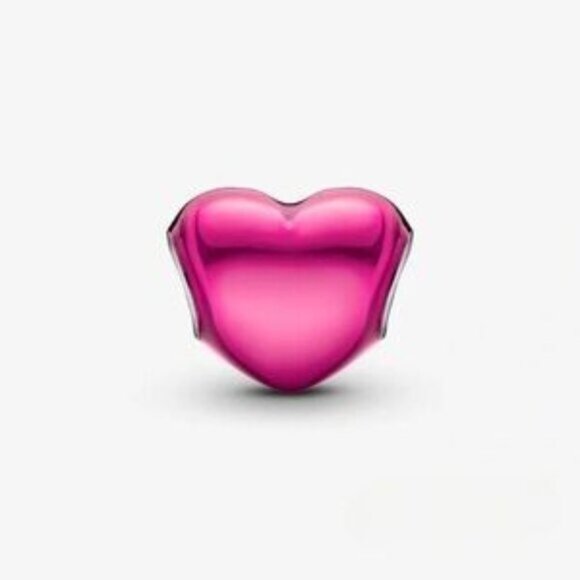 New Pandora Metallic Pink Heart Charm - Picture 2 of 4